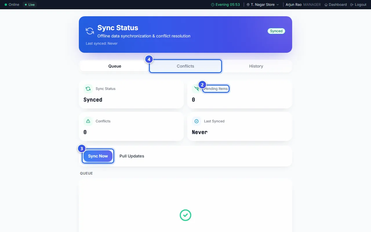 The Sync Status page